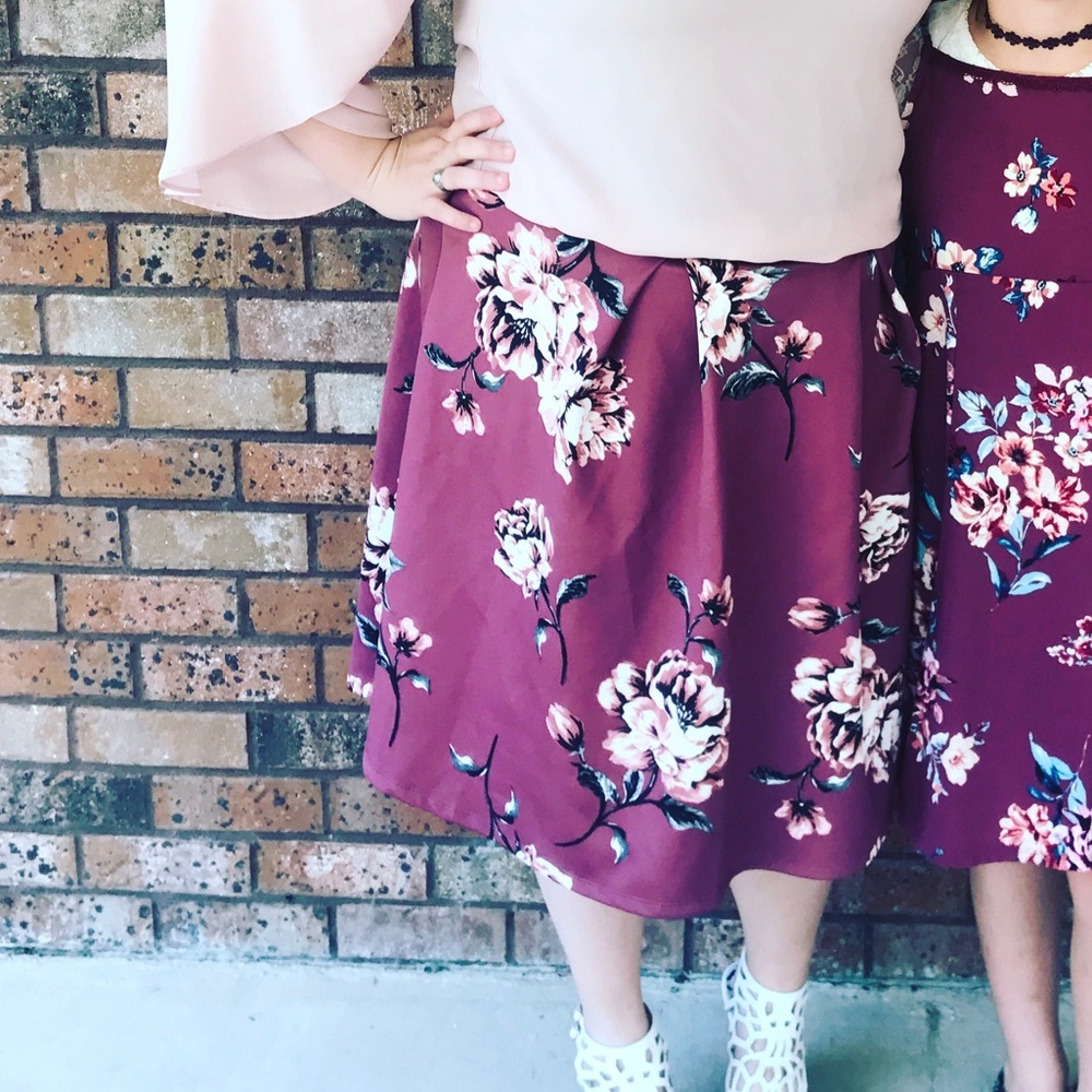 Floral flare skirt
